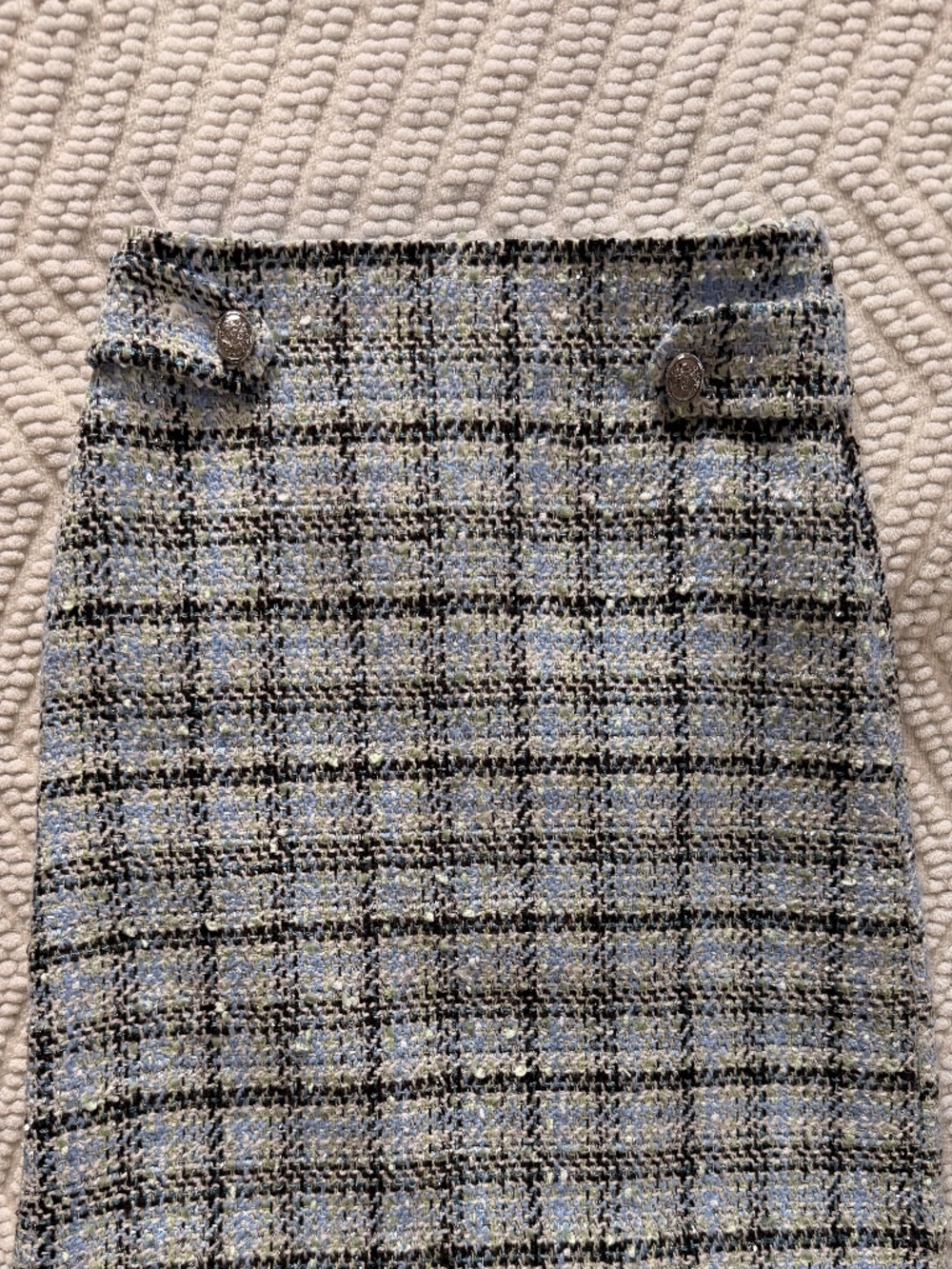 LOFT Petites Blue Plaid Tweed Mini Skirt Bouclé Lined Size 4P